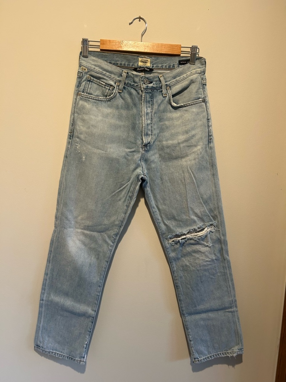 Citizens Of Humanity Light Blue Straight Leg Distressed Jeans